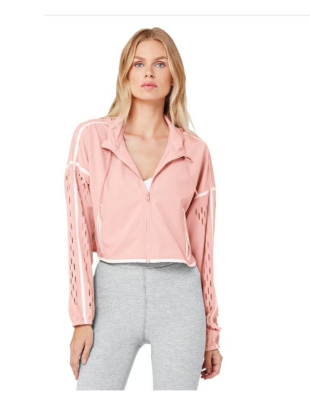 NWOT Alo Yoga Stratus Jacket Light Pink Cropped Zip Up